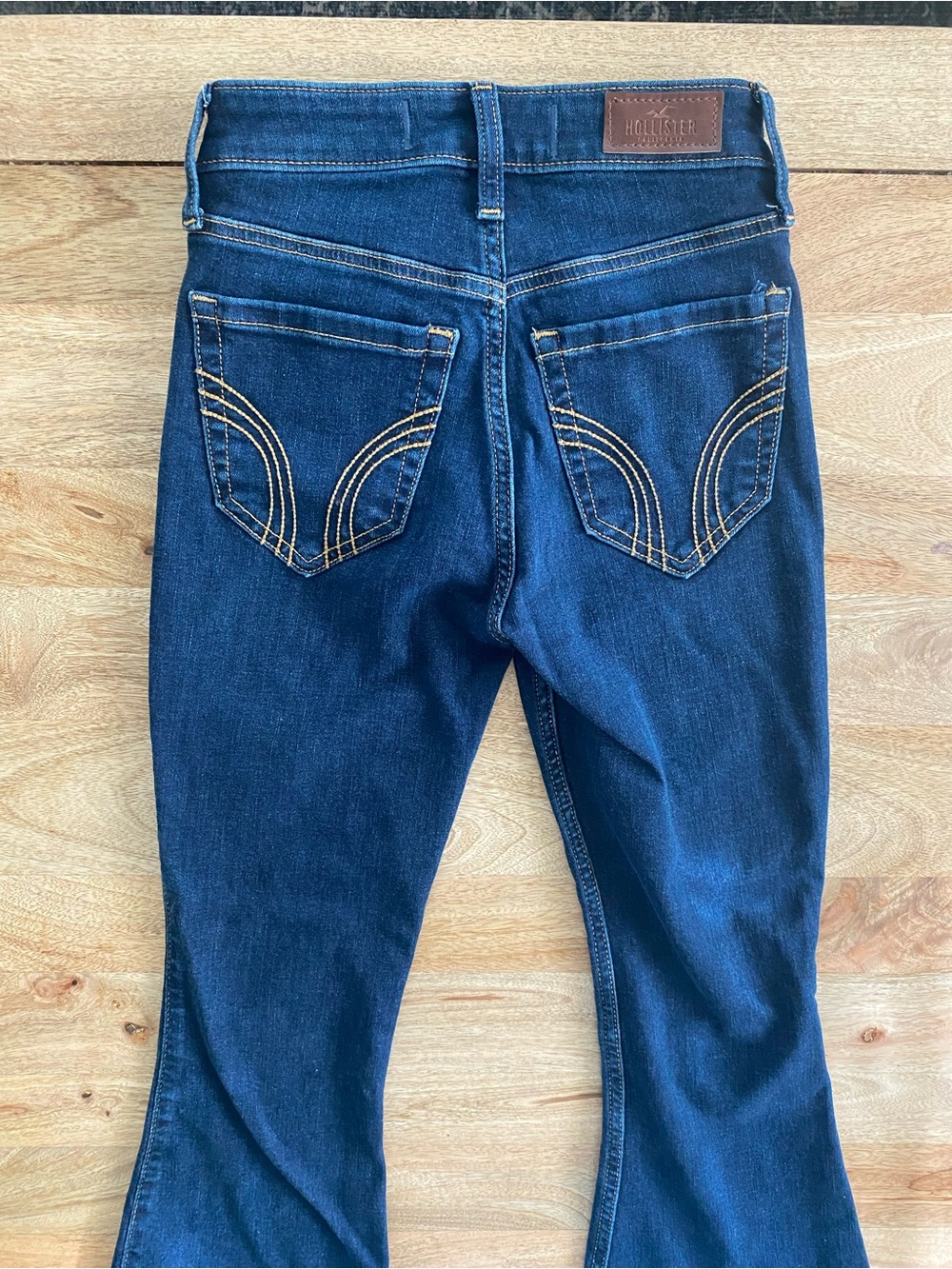 Hollister Women's Dark Indigo High-Rise Flare Jeans - Picture 3 of 5